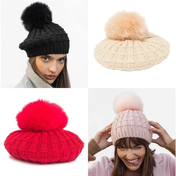Kyi Kyi | Accessories | Kyi Kyi Pom Knit Beretbeanie | Poshmark display picture 3